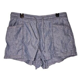 GAP Womens Blue Chambray Drawstring Elastic Waist Shorts Size L Beachy